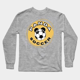 Panda soccer head of a cute panda in the shape of a soccer ball on the background of an orange circle for sports lovers Long Sleeve T-Shirt